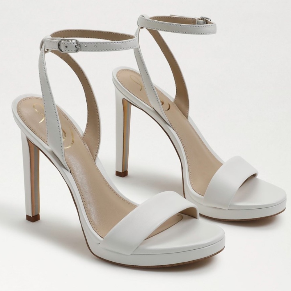 Sam Edelman Jade Ankle Strap Heel Sandals in White NEW Size 10 - Picture 4 of 8
